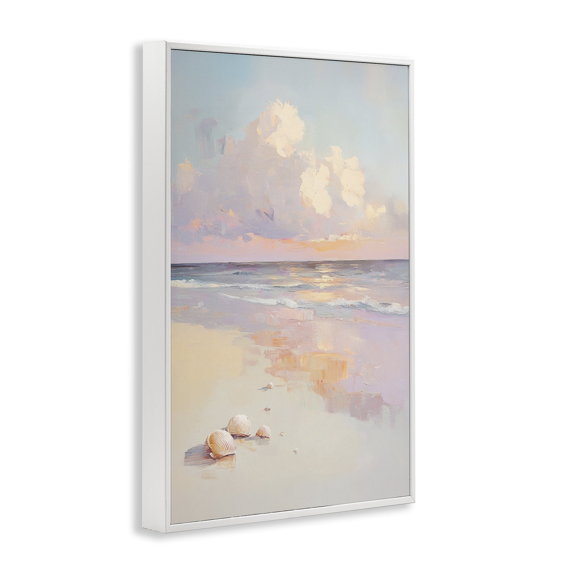 Stupell Industries Pastel Sunset Over Seashells White Framed Giclee Art, design by Sisi and Seb