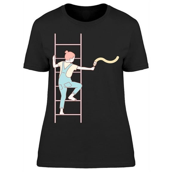 Cute Little Girl Painter T-Shirt Women -Image by Shutterstock, Female 3X-Large