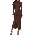 thumbnail image 1 of Vestido ZESICA 2026 Spring Manga Larga Bodycon Marrón para Mujer, 1 of 8