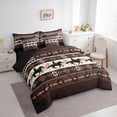 thumbnail image 3 of Homewish Rustic Cowgirl Cowboy Bedding Comforter Set 7 Pieces, Vintage Brown Western Aztec Full Bedding Set, Farmhouse Horse Shoes Reversible Fitted Sheet Flat Sheet, Luxury Bedroom Decor, 3 of 7