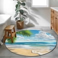 thumbnail image 3 of Round Area Rug 3ft, Summer Beach Non-slip Area Rugs for Living Room/Bedroom/Bathroom/Kitchen, Coastal Ocean Tropical Palm Trees Washable Throw Floor Mat Indoor Outdoor Entrance Doormat, 3 of 9