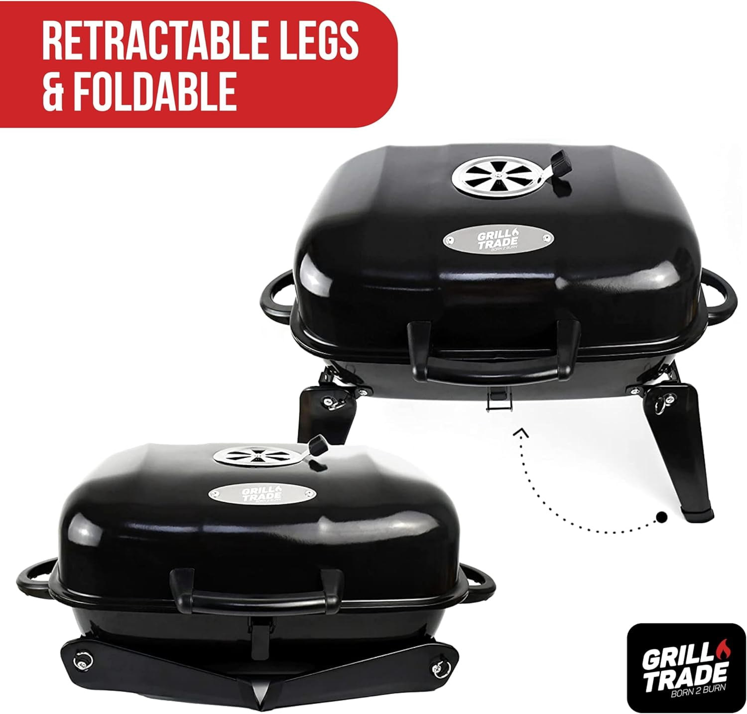 Grill Trade Mini Charcoal Grill - Portable Tabletop BBQ for Outdoor Cooking, Camping & Picnics - Compact & Foldable for Easy Storage