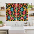 thumbnail image 2 of Boho Flower Kitchen Curtains 72 Inch Length, Red Blue Yellow Colorful Mexico Tribal Grommet Top Bedroom Living Room Curtains, Light Filtering Cafe Curtain Drapes 2 Panels Set 104''x72'', 2 of 9