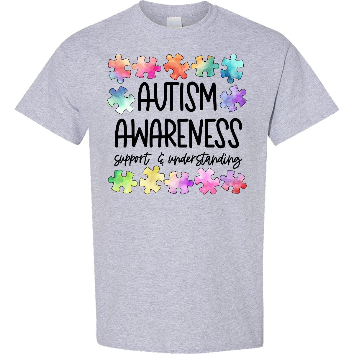 Inktastic Autism Awareness Support and Understanding Puzzle Pieces T-Shirt
