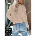 thumbnail image 2 of Women Long Sleeve Solid Color V Neck Cropped T Shirts Crop Tops, 2 of 4