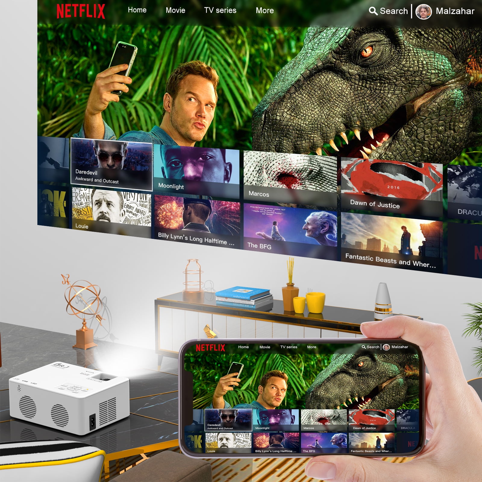 Portable 5G WiFi Projector with Bluetooth 5.2, 9000 LM HD Portable 5G WiFi Projector with Bluetooth 5.2, 9000 LM HD