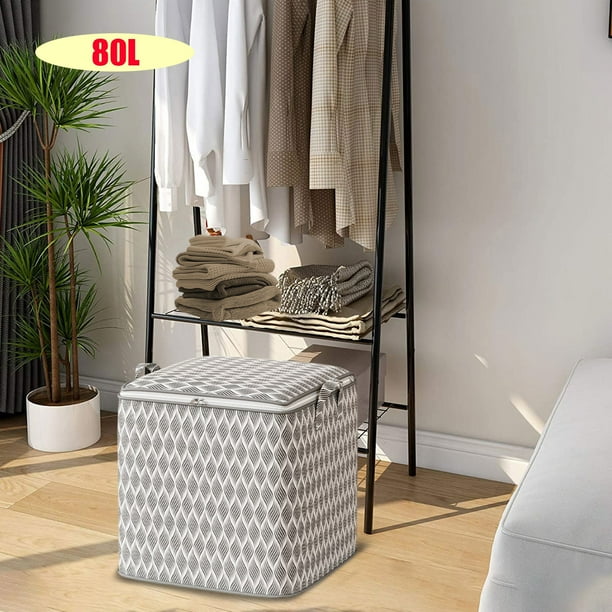 Bolsa de Almacenamiento - Tote de Algodón de Alta Resistencia para Mudanzas con Asas Reforzadas, Cremallera Doble, Organizador Impermeable Plegable para Ropa, Edredones y Mantas Tamaño Extra Grande,