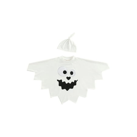 

Bagilaanoe 2Pcs Toddler Baby Boy Girl Halloween Costume Cartoon Ghost Printed Cloak Cape + Hat 1T 2T 3T 4T 5T 6T Kids Cosplay Party Dress UP
