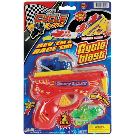 Motorcycle Blast Launcher Stocking Stuffer Novelty Toy, Red Yellow