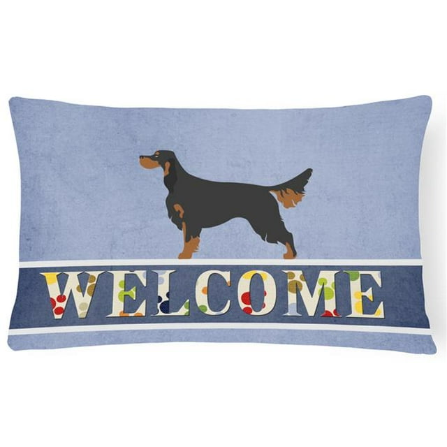 Carolines Treasures BB8274PW1216 Gordon Setter Welcome Canvas Fabric Decorative Pillow