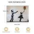 thumbnail image 2 of COMIO  Framed Canvas Print Wall Art Banksy Flower Thrower &amp; Balloon Girl Graffiti &amp; Street Art Pop Culture Illustrations Pop Art Bohemian Dark for Living Room, Bedroom, Office, 2 of 5