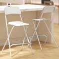 thumbnail image 1 of HOMCOM Tabourets de Bar Pliants, Ensemble de 2, Tabouret Pliable avec Repose-Pieds, Blanc, 1 of 10