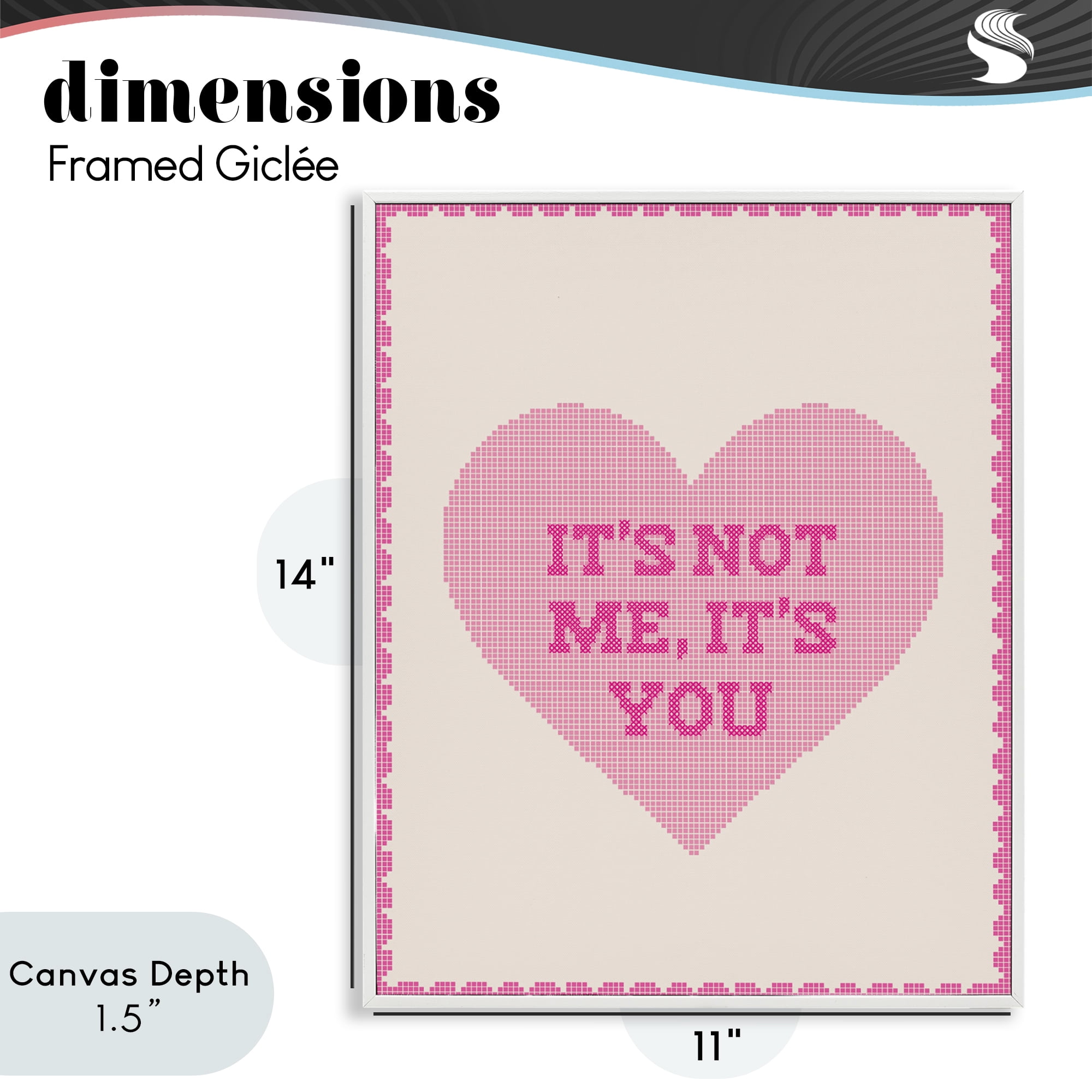 Stupell Industries Not Me It's You on Heart White Framed Giclee Art, design by Lil' Rue