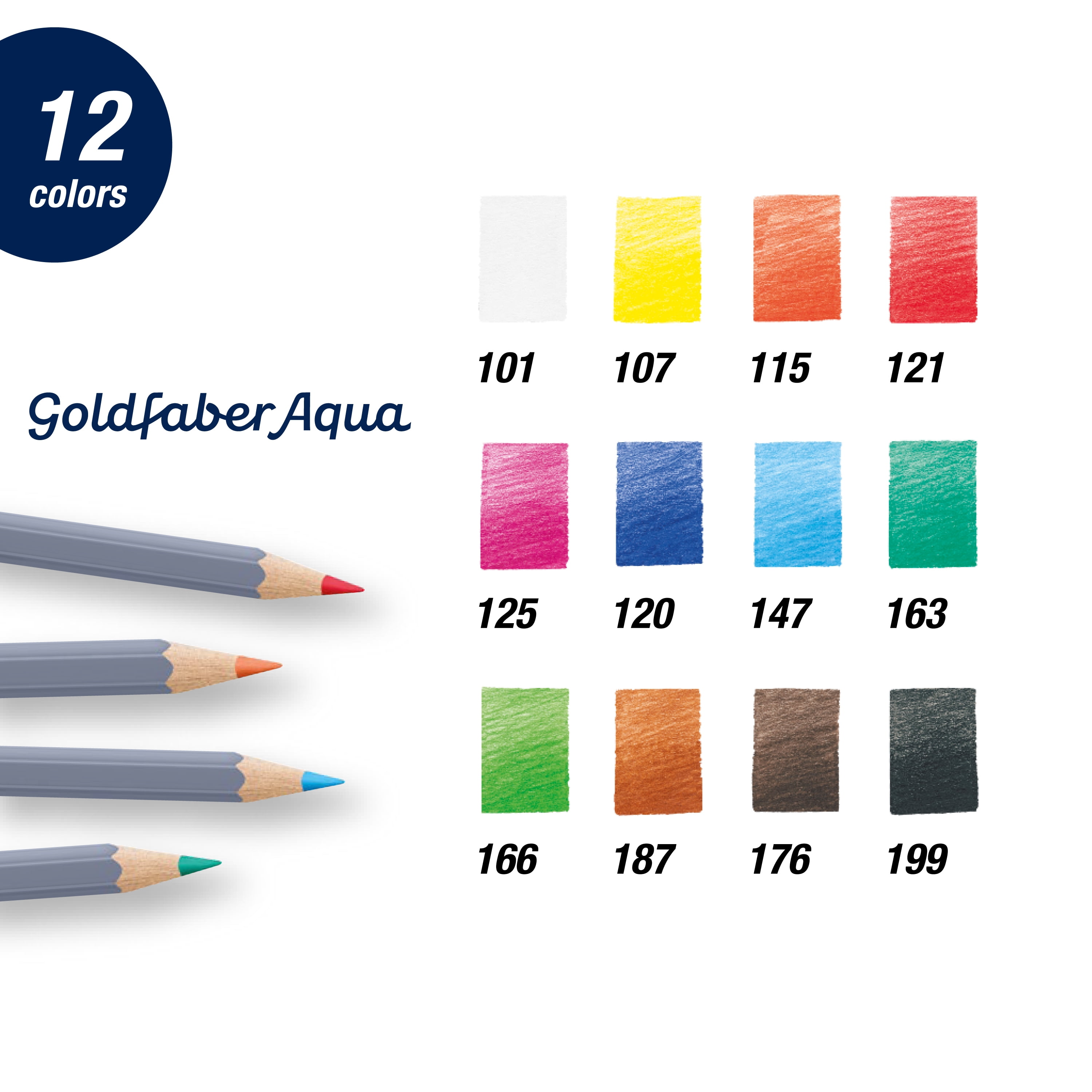Faber-Castell Goldfaber Aqua Watercolor Pencils - Tin of 12 Colors, Pre-Sharpened Water Colored Pencils
