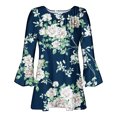 thumbnail image 4 of Pompotops Tunique Décontractée à Manches 3/4 Imprimée Florale Col en V pour Femmes Chemises Basiques d'Été Blouse Plissée Liquidation, 4 of 5