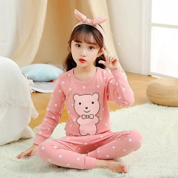 Conjunto de pijama de algodón de manga larga para niños y niñas, ropa de dormir para niños, pijamas de Navidad, pijamas de gato de dibujos animados para niños de 4, 6, 8 y 9 años, Invierno
