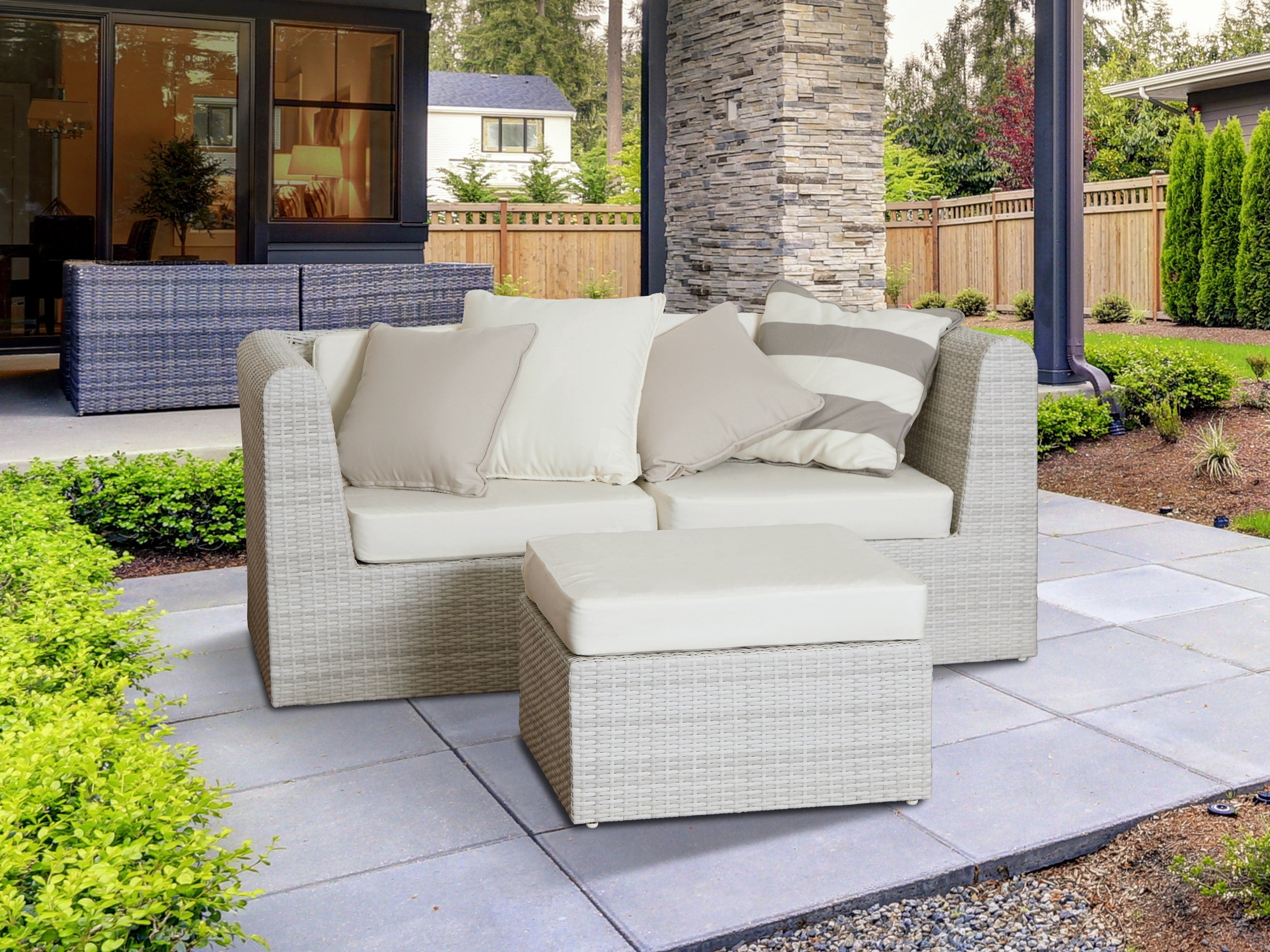 Covermates Throw Pillow - Weather Resistant, Full Side Zipper, LuxeGuard Collection, Dove Stripe