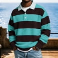 thumbnail image 3 of Horkkom Button Down Shirt Men Collared Striped Knit Shirt Breathable Long Sleeve Casual Color Block Shirts L, 3 of 7