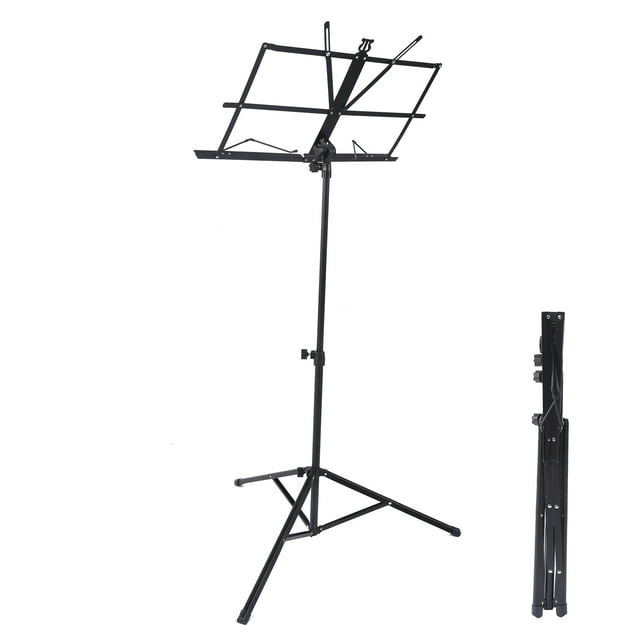 Folding Sheet Small Music Stand Portable Metal Music Shelf Lift with Carrying Bag and Adjustable Rack for Instrumental Performance