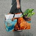 thumbnail image 7 of Horse Large Oxford Cloth Picnic Basket Shopping Bag Cube Organizer, 7 of 7