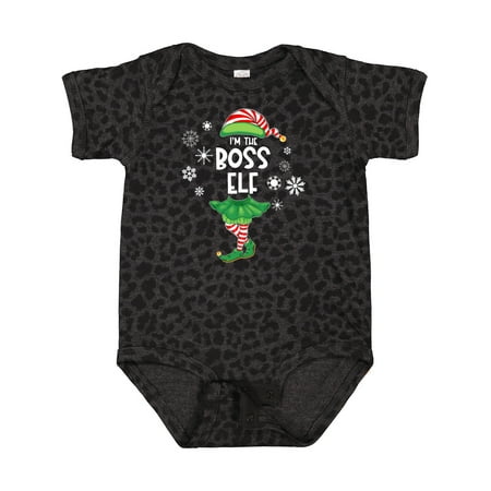 

Inktastic Funny Christmas I m the Boss Elf with Shoes and Hat Gift Baby Boy or Baby Girl Bodysuit