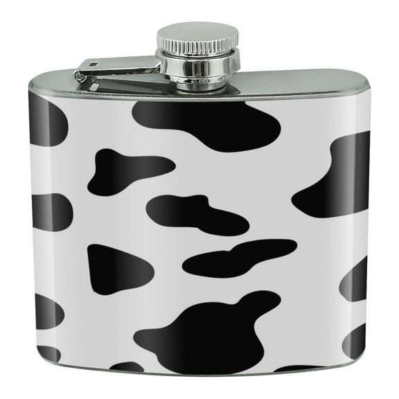 Cow Print Black White Stainless Steel 5oz Hip Drink Kidney Flask