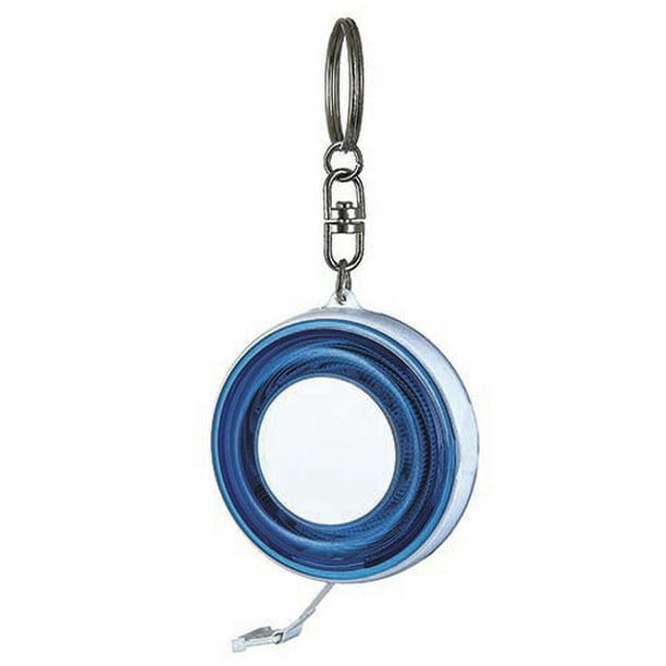 Llavero promocional con flexómetro plástico portátil-Wheel azul 5.3 x 10.4