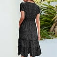 thumbnail image 4 of WTOBBY Women's Square Neck Tiered Summer Dresses Casual Floral Short Sleeved A-Line Swing Flowy Dress, Boho Sundress for Beach Style,Black S, 4 of 4