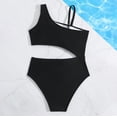 thumbnail image 6 of Gelikeya Girls Swimsuit 1 Piece Bathing Suits Beach Swimwear for 7-12 Years One Shoulder Color Block Hollow Out Swimsuits X05 Black, 9-10 Years, 6 of 8