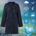 thumbnail image 3 of Women's Raincoats Outdoor Waterproof Windproof Long Sleeve Zipper Hooded Rain Coat with Pockets Rain Jacket Women, 3 of 6