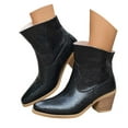 thumbnail image 3 of Women's Ankle Boots Fashion Heel On Synthetic Leather Pointed Toe Casual Dress Booties for Fall Winter Comfort, 3 of 9