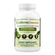 California Essentials Turmeric Curcumin with Bioperine (2000mg), Pain Relief, Joint Support, (240 Capsules)