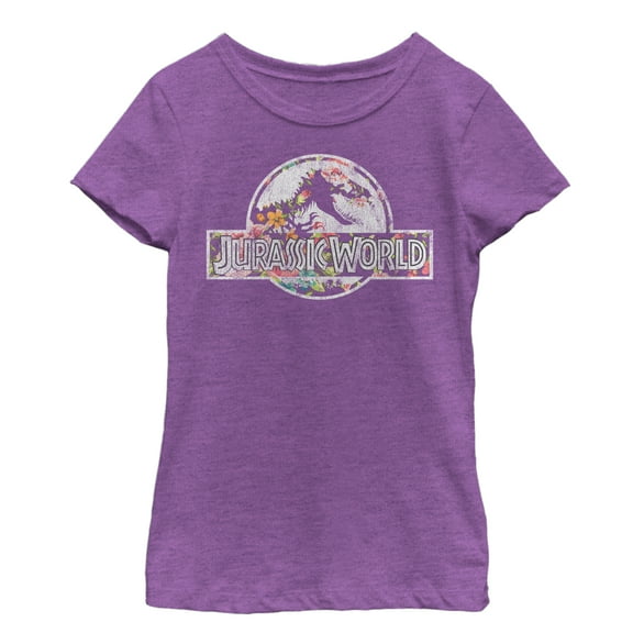 Girl's Jurassic World Vintage Tropical Logo Graphic Tee Purple Berry Large