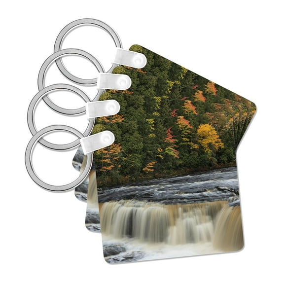 3dRose, Tahquamenon Falls, Whitefish, Michigan, Upper Peninsula, set of 4 Key Chains