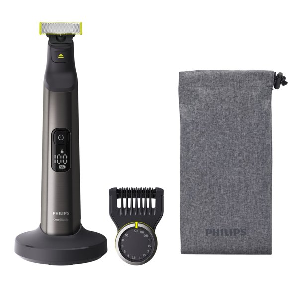 Philips OneBlade Pro hybrid electric trimmer and shaver, precision trimming comb & LED digital display, QP6550