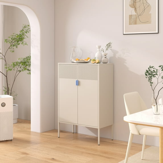 Meghna Metal Storage Locker Cabinet, Adjustable Shelves Free Standing Sideboard Steel Cabinets for Office,Home