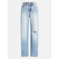 thumbnail image 5 of No Boundaries Women's High-Rise Baggy Wide-Leg Jeans, 32 in Inseam, Medium Denim Destruct, XS, 5 of 5