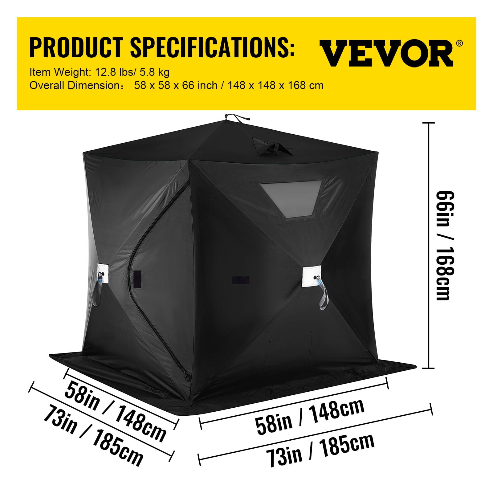 VEVORbrand Ice Fishing Shelter Tent 8 Person 300d Oxford Fabric
