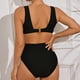 thumbnail image 4 of Gibobby Bañador de una pieza Traje de baño de 1 pieza con cuello redondo y corte en la parte delantera para mujer(Negro,CH), 4 of 4