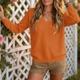 thumbnail image 6 of Chiccall Sweaters for Women Womens V-Neck Long Sleeve Knit Sweater Casual Soft Knitted Pullover Top Orange 2XL, 6 of 8