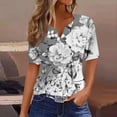 thumbnail image 1 of Blouse à Manches Courtes Imprimée pour Femmes, Col Rond, Décontractée, 1 of 4