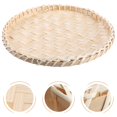 thumbnail image 3 of recogedor de basura de bambú tejido para el hogar, plato de almacenamiento decorativo, cesta para pan, 3 of 3