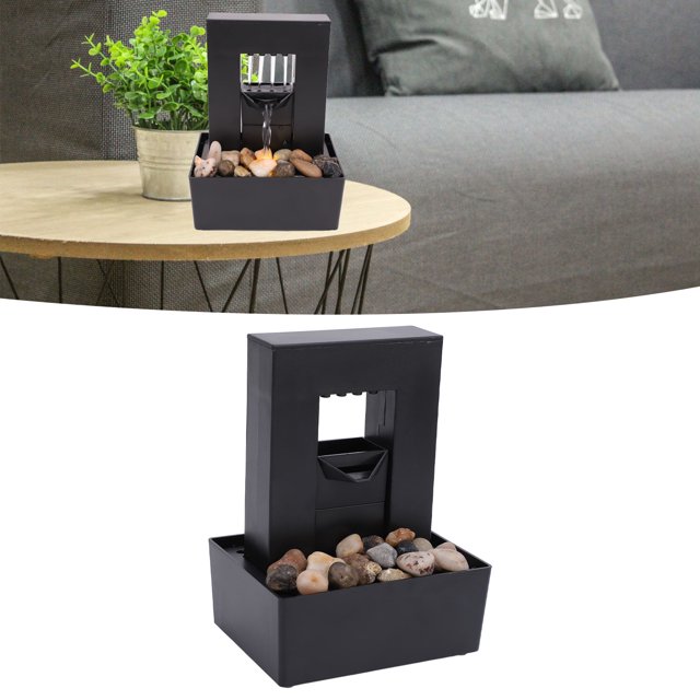 Fontaine d'Eau de Table, Fontaine Cascade Lumière LED Câble d'Alimentation USB Compact Gain de Place pour Salon