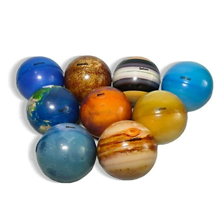ZPAQI 9 Pcs Color-printed Sponge Solid Soft Ball Planetary Bouncy Ball