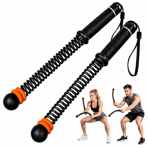 2 PCS Weighted Cordless Battle Ropes, 17 in Adjustable Ropeless Battle Rope Sticks for Home Gym HIIT Training, Black