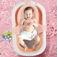 thumbnail image 4 of PUEDO Foldable Baby Bathtub, Portable Travel Newborn Infant Toddler Bath Tub with Thermometer & Toys, Pink, 4 of 9