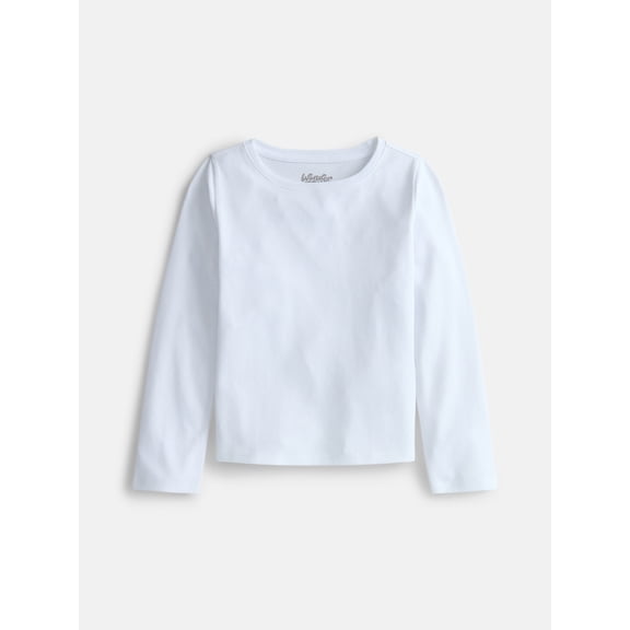 Wonder Nation Girls Kid Tough Tee with Long Sleeves, Sizes 4-18 & Plus