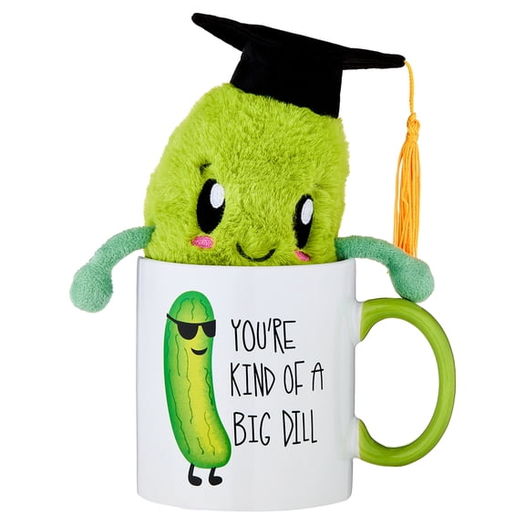 Pickle Plush in You're Kind of a Big Dill Mug, Green and White, Graduation by Way To Celebrate