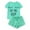 Green, variant on Aobny Comfy Pajamas for Women Set 2 Piece Green Cooling Plus Size Letter Short Sleeve & Shorts Pajamas for Teen Set Soft
