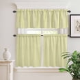 thumbnail image 2 of 3 Piece Kitchen Curtains and Valances Set Yellow Striped Cafe Curtains 36 Inch Length Modern Simple Farmhouse Beige Vintage Valance & Tier Curtain for Living Room Bedroom Window 54"x18"+27"x36"*2, 2 of 6